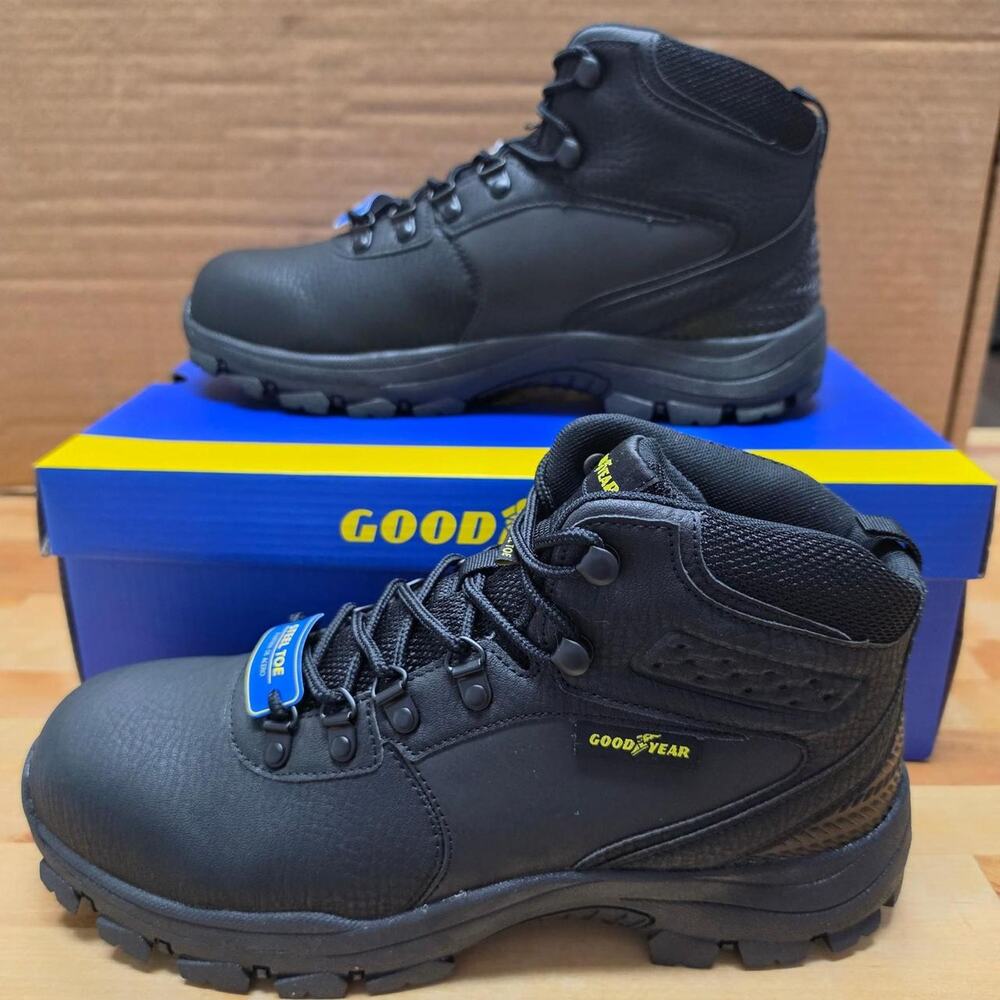 Goodyear Black Leather Steel Toe Boots Size 11